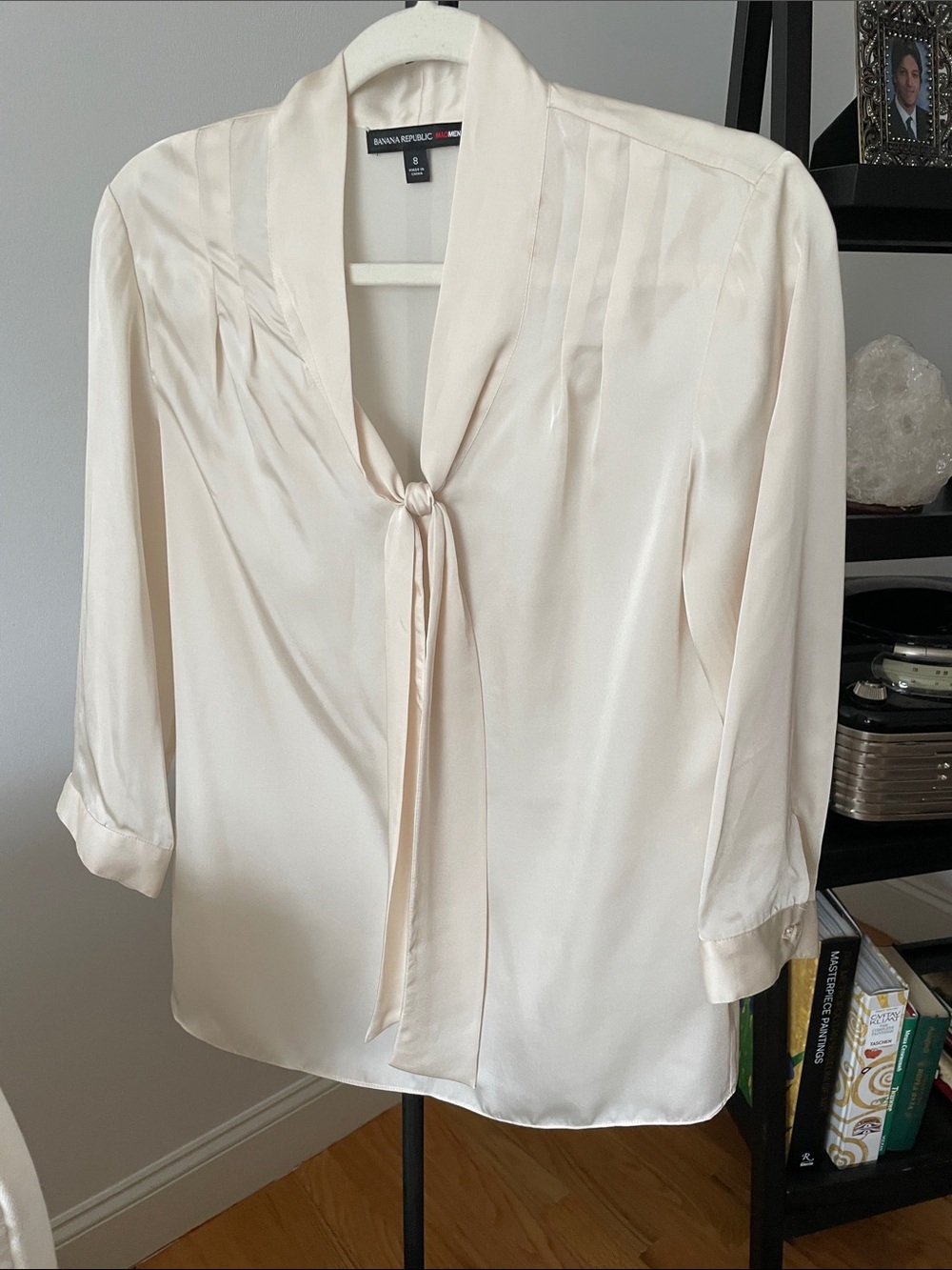 Banana Republic Ivory Tie-Neck Blouse